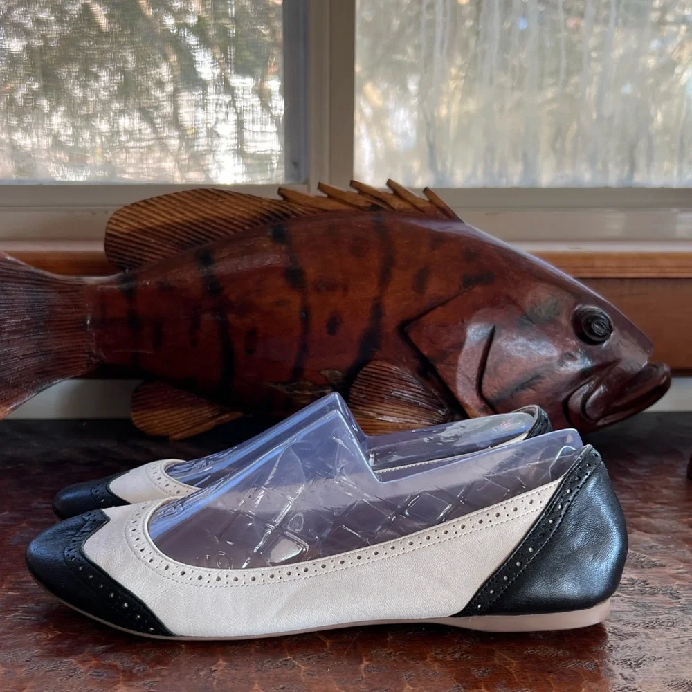 Retro Vintage J.Crew Spectator Oxford Ballet Flats Made in Italy Preppy Hipster - Picture 4 of 9